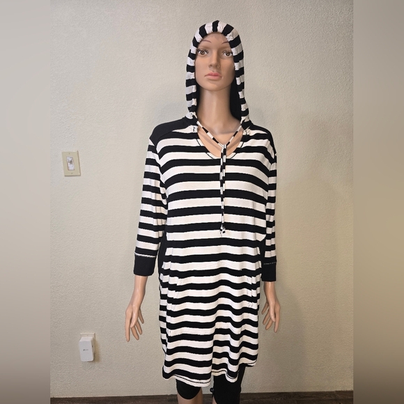 SimplyVera Vera Wang 3/4 Sleeves Women Pullover Hoodie Striped Size Large - Picture 1 of 9